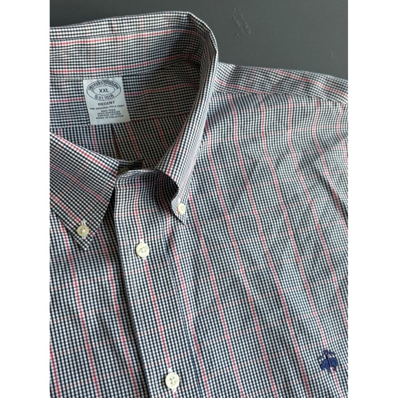 Brooks Brothers Regent Fit Button Down Shirt – Men's XXL –White and Navy Plaid - Picture 1 of 7